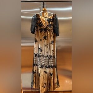 Marsoni : Elegant Black and Gold Women's Long Embroidered Evening Dress size 14